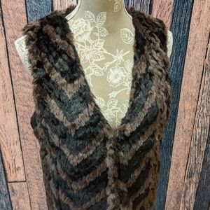 Betsey Johnson Chevron Fur Vest